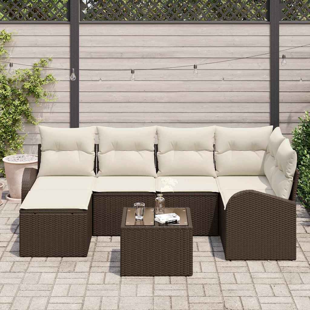 Set Divano da Giardino 7 pcs Marrone polyrattan | homemem39