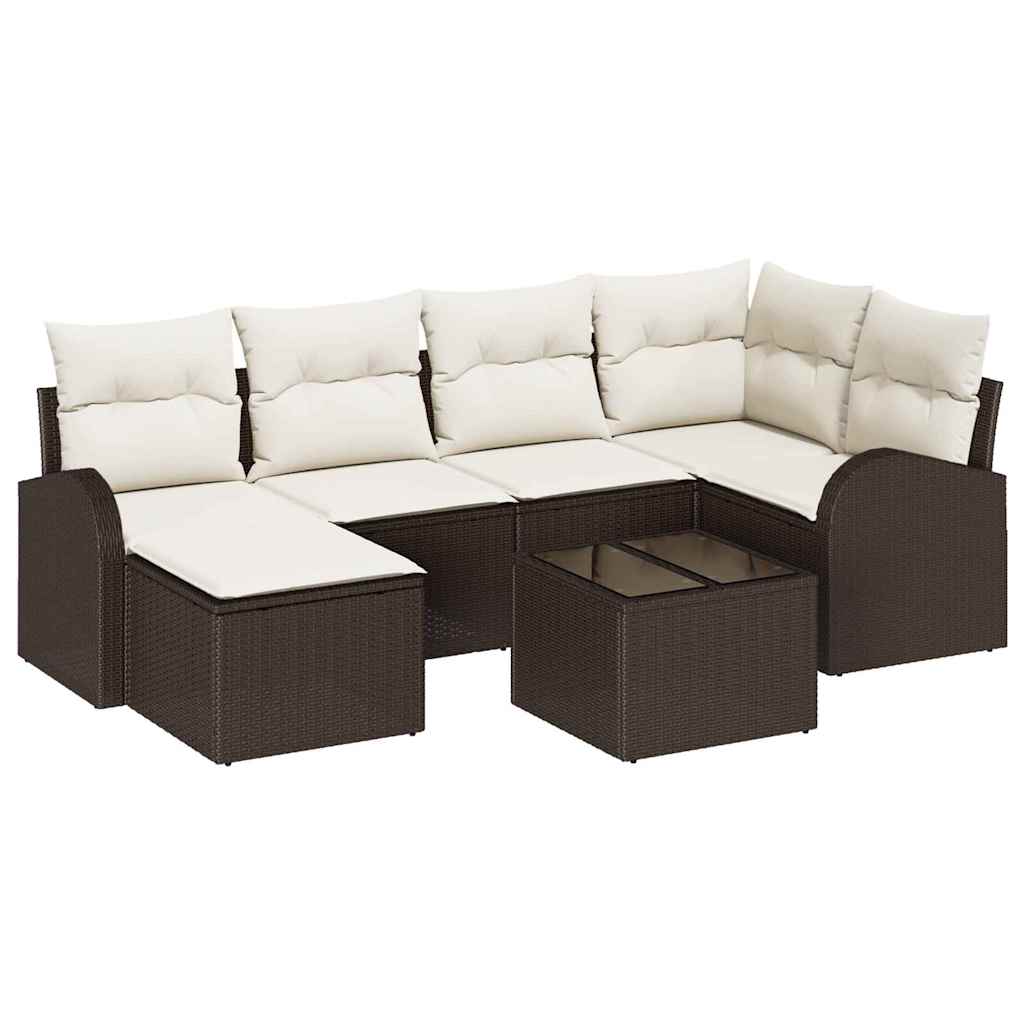 Set Divano da Giardino 7 pcs Marrone polyrattan | homemem39