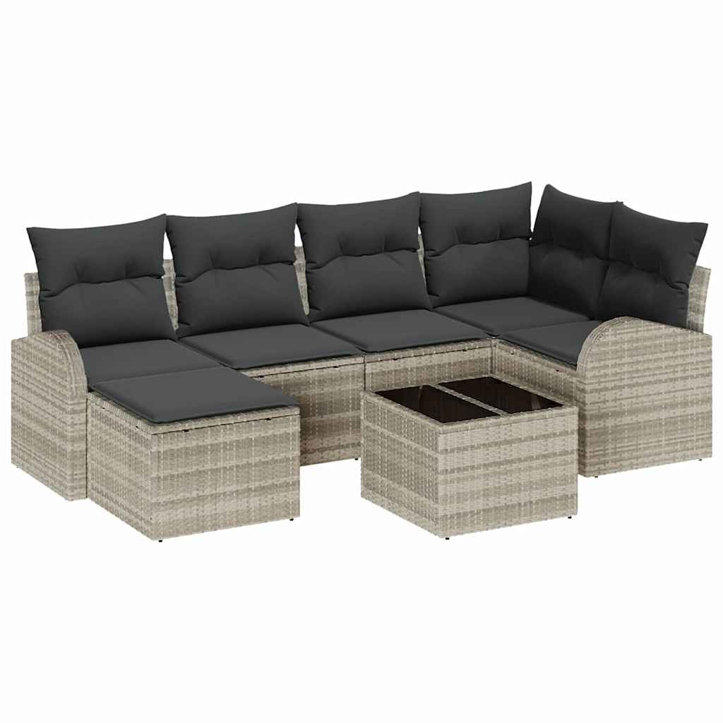 Set Divano da Giardino 7 pcs Grigio chiaro polyrattan | homemem39