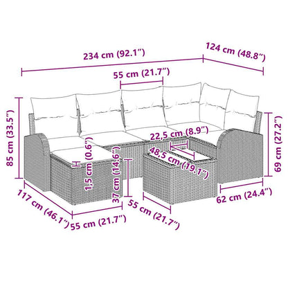Set Divano da Giardino 7 pcs Grigio chiaro polyrattan | homemem39
