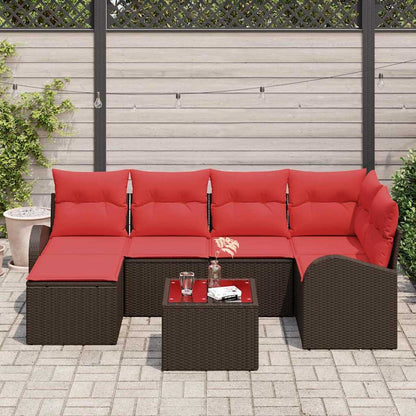 Set Divano da Giardino 7 pcs Marrone Rattan in Polipropilene | homemem39