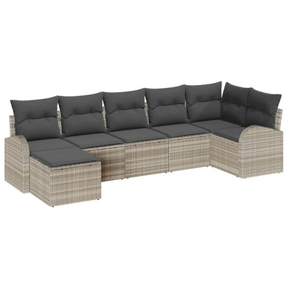 Set Divano da Giardino con cuscino 7 pcs Grigio chiaro | homemem39