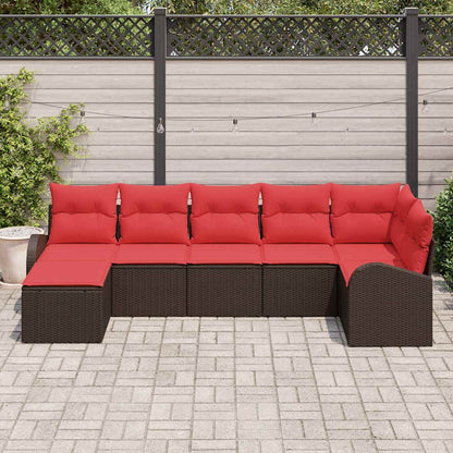 Set Divano da Giardino con cuscino 7 pcs Marrone Poly Rattan | homemem39