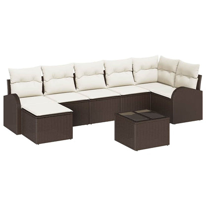 Set Divano da Giardino con cuscino 8 pcs Marrone Poly Rattan | homemem39