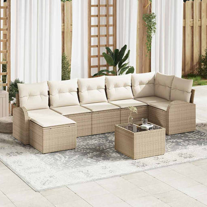 Set Divano da Giardino con cuscino 8 pcs Beige Poly Rattan - homemem39