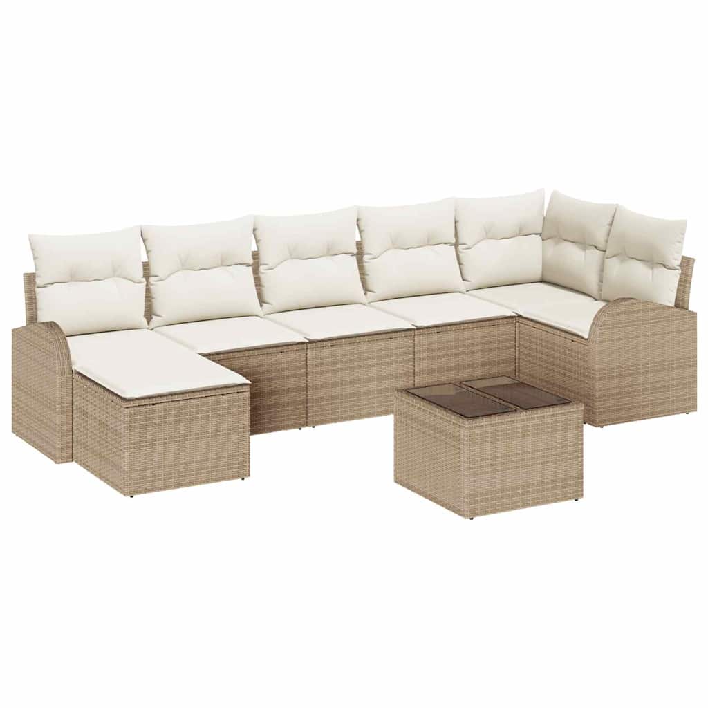 Set Divano da Giardino con cuscino 8 pcs Beige Poly Rattan - homemem39