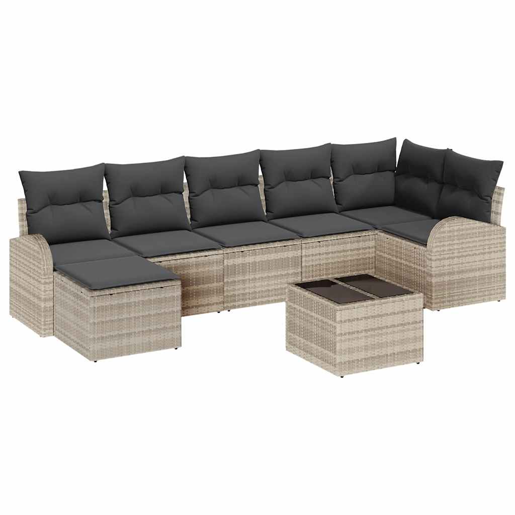 Set Divano da Giardino 8 pcs Grigio chiaro Poly Rattan | homemem39