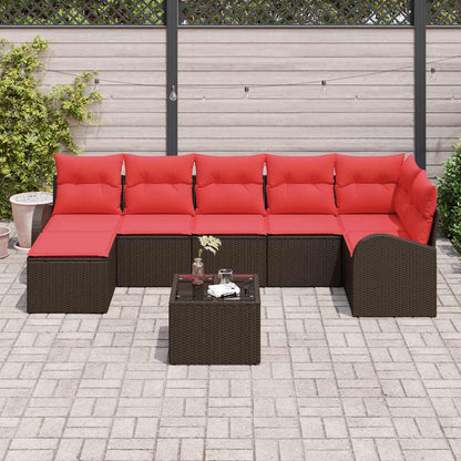 Set Divano da Giardino 8 pcs Marrone Rattan in Polipropilene | homemem39