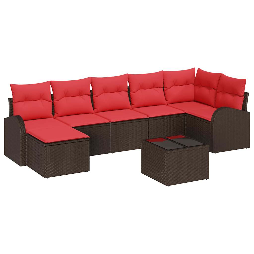 Set Divano da Giardino 8 pcs Marrone Rattan in Polipropilene | homemem39