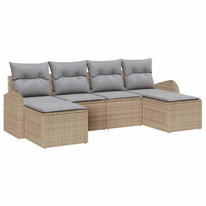 Set Divano da Giardino con cuscino 6 pcs Beige Poly Rattan - homemem39