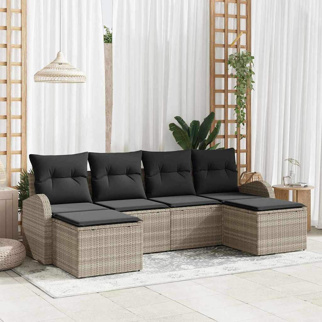 Set Divano da Giardino con cuscino 6 pcs Grigio chiaro | homemem39