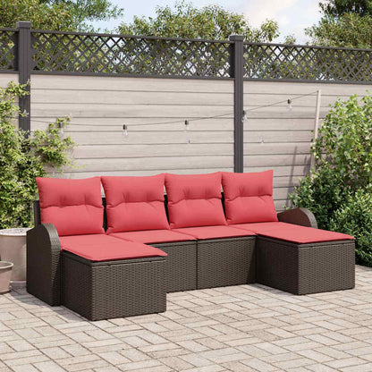 Set Divano da Giardino 6 pcs Marrone Rattan in Polipropilene | homemem39
