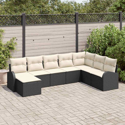 Set Divano da Giardino con cuscino 8 pcs Nero Poly Rattan - homemem39