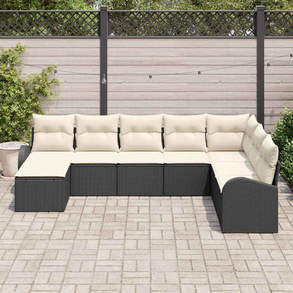 Set Divano da Giardino con cuscino 8 pcs Nero Poly Rattan - homemem39