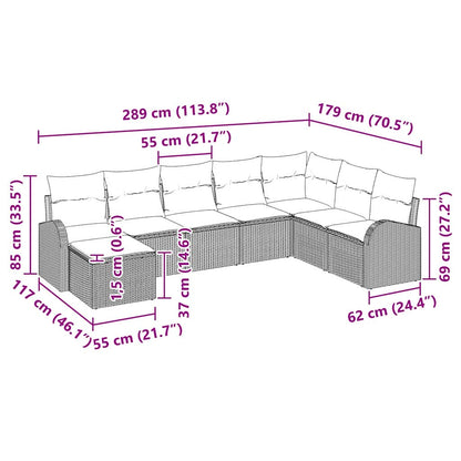 Set Divano da Giardino 8 pcs Grigio chiaro Poly Rattan | homemem39