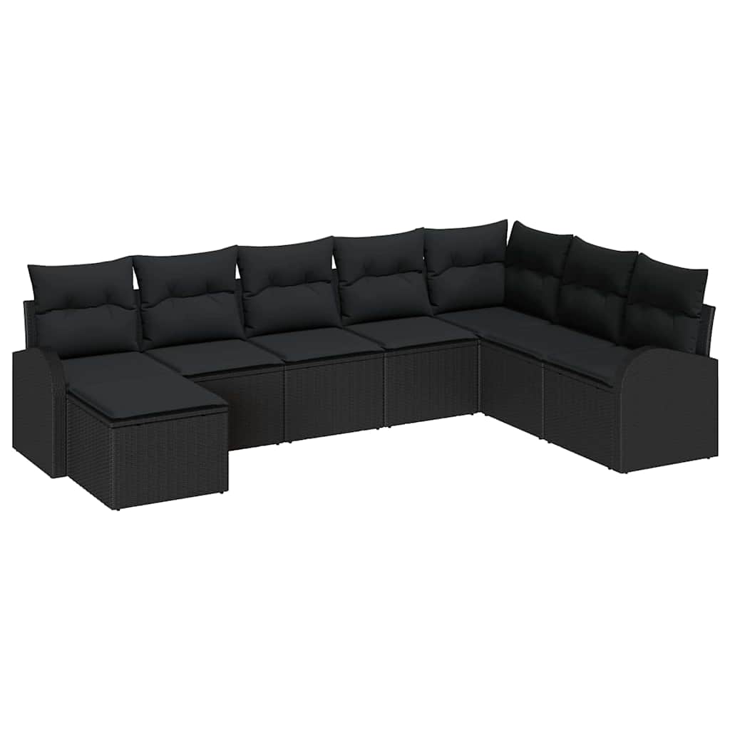 Set Divano da Giardino 8 pcs Nero Rattan in Polipropilene | homemem39