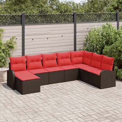 Set Divano da Giardino 8 pcs Marrone Poly Rattan | homemem39