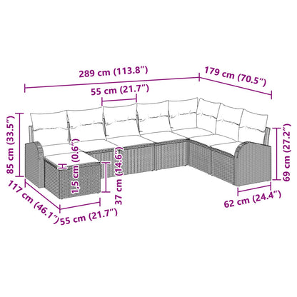 Set Divano da Giardino 8 pcs Marrone Poly Rattan | homemem39