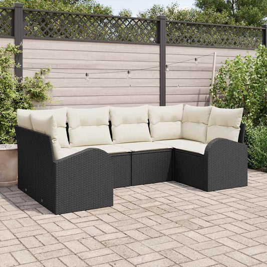 Set Divano da Giardino 6 pcs Nero Poly Rattan - homemem39