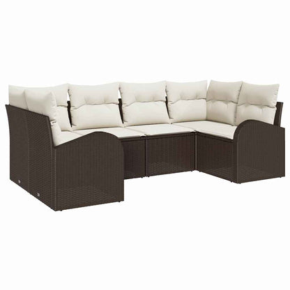 Set Divano da Giardino 6 pcs Marrone Rattan in Polipropilene | homemem39