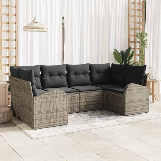 Set Divano da Giardino 6 pcs Grigio Poly Rattan - homemem39