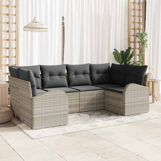 Set Divano da Giardino 6 pcs Grigio chiaro Poly Rattan - homemem39