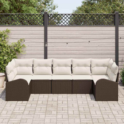 Set Divano da Giardino 7 pcs Marrone Rattan in Polipropilene | homemem39