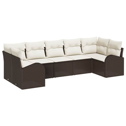 Set Divano da Giardino 7 pcs Marrone Rattan in Polipropilene | homemem39