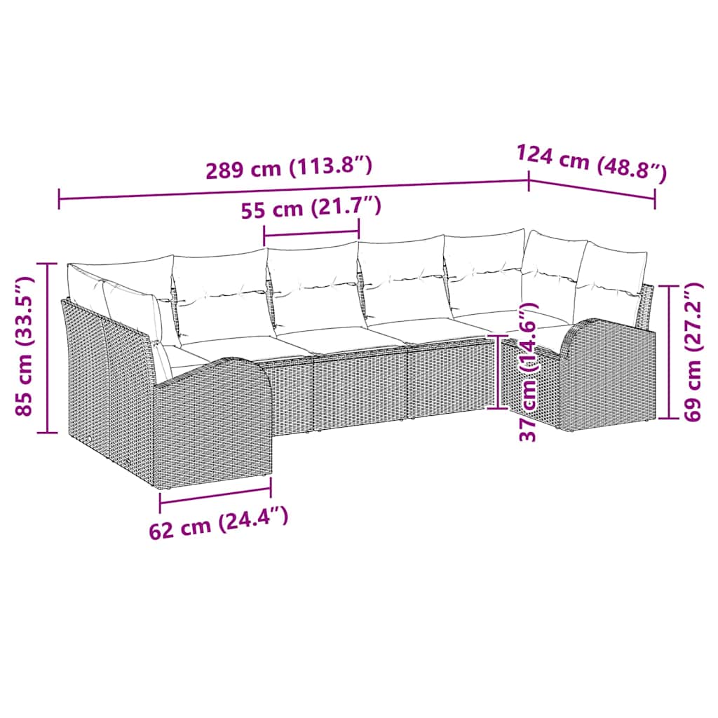 Set Divano da Giardino 7 pcs Marrone Rattan in Polipropilene | homemem39