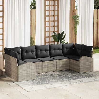Set Divano da Giardino con cuscino 7 pcs Grigio chiaro | homemem39