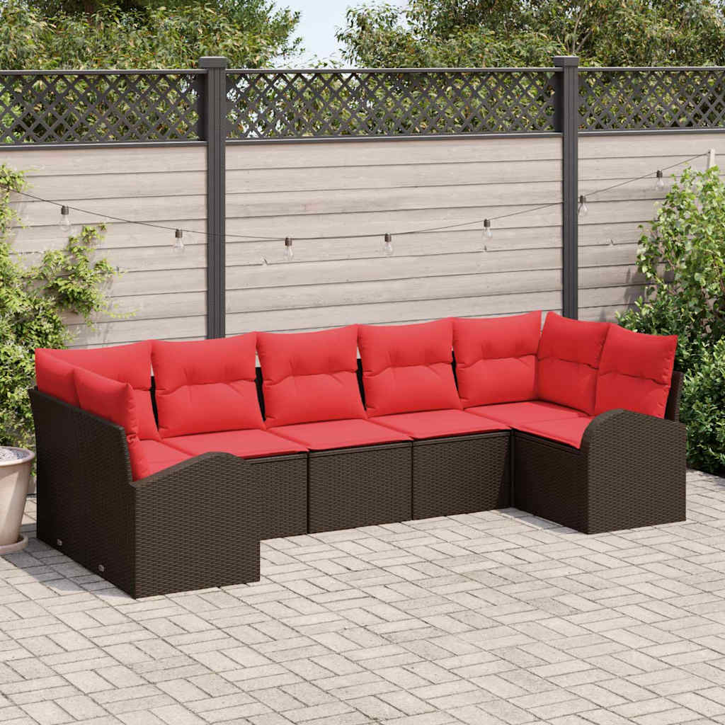 Set Divano da Giardino 7 pcs Marrone Rattan in Polipropilene | homemem39
