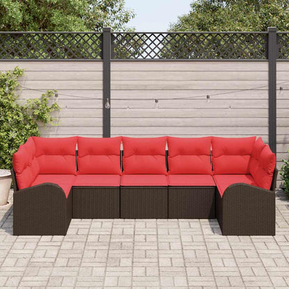 Set Divano da Giardino 7 pcs Marrone Rattan in Polipropilene | homemem39