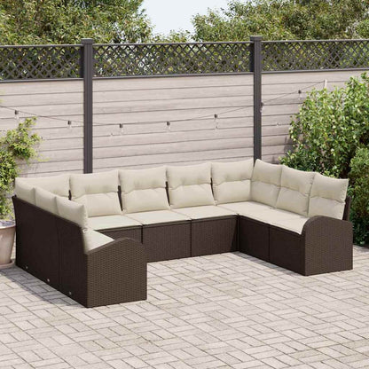 Set di divani con cuscino 9 pcs Marrone Rattan in Polipropilene | homemem39