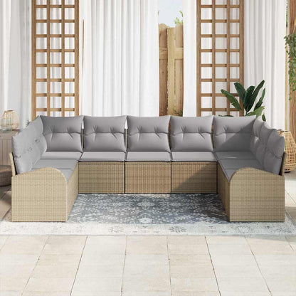 Set di divani con cuscino 9 pcs Beige Rattan in Polipropilene | homemem39