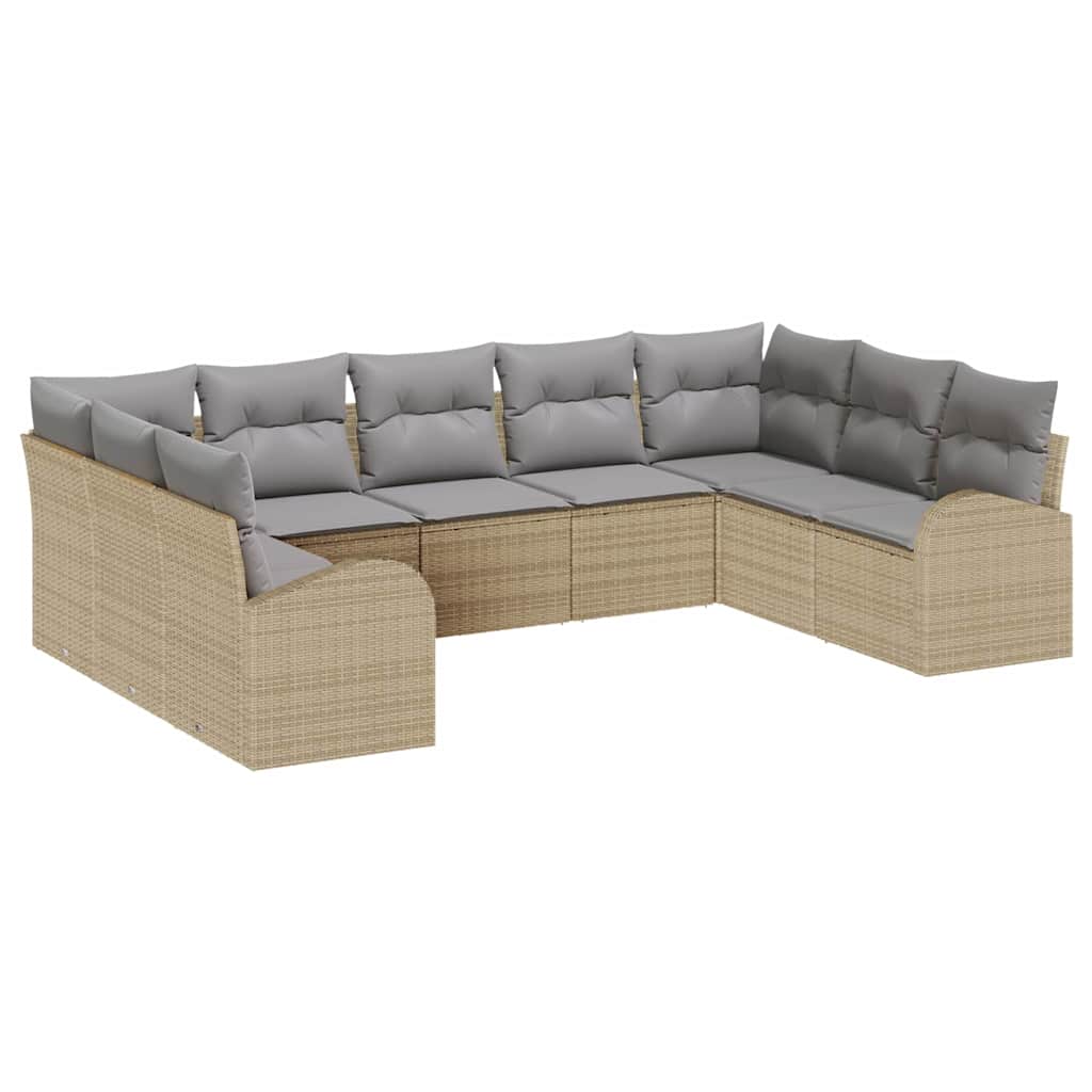 Set di divani con cuscino 9 pcs Beige Rattan in Polipropilene | homemem39