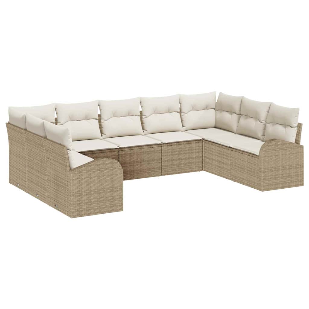 Set Divano da Giardino 9 pcs Beige Poly Rattan - homemem39