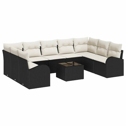 Set di divani 10 pcs Nero polyrattan - homemem39