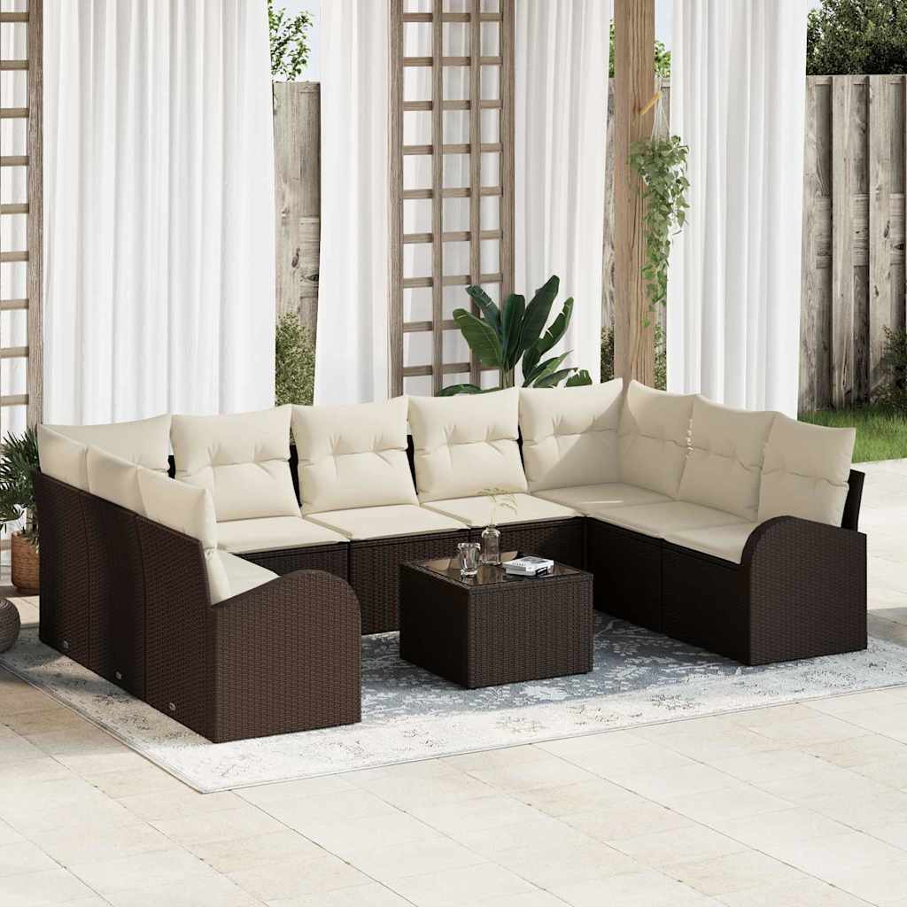 Set di divani 10 pcs Marrone polyrattan - homemem39