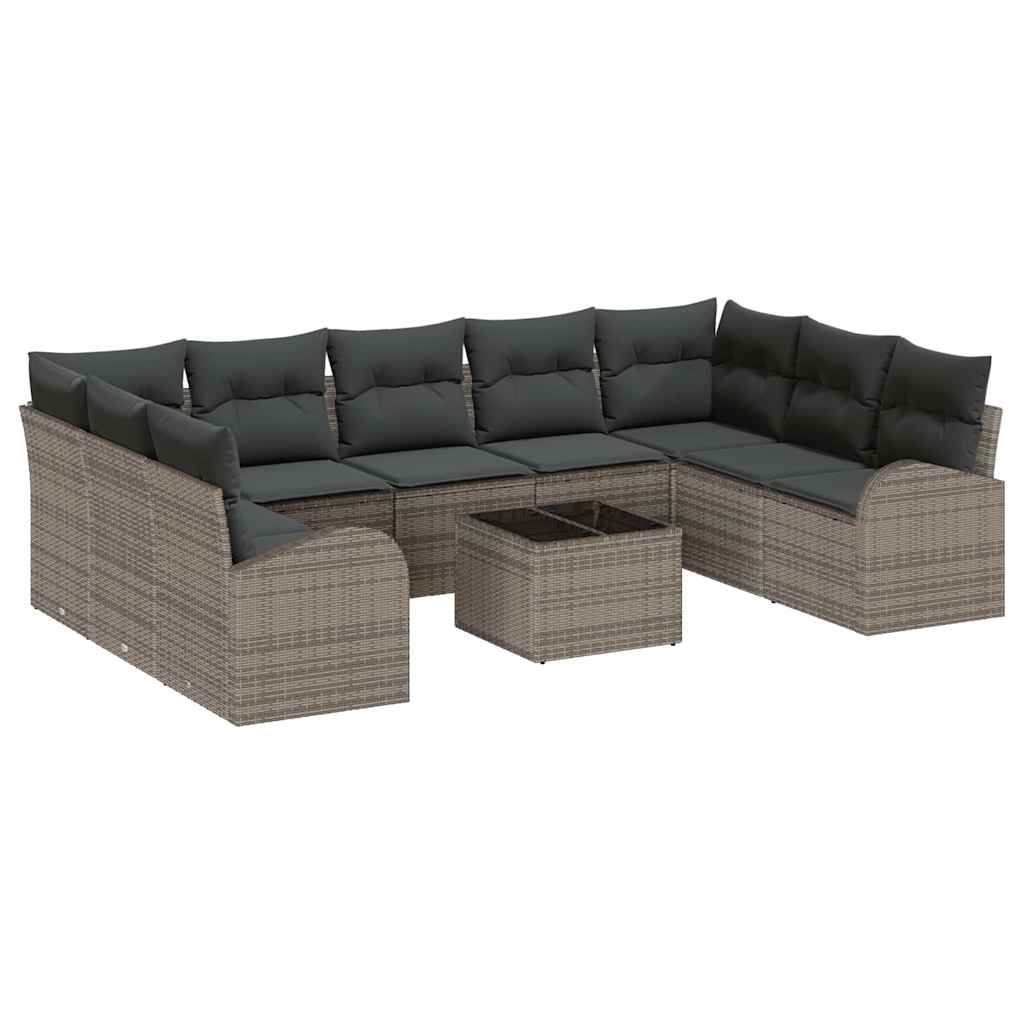 Set di divani 10 pcs Grigio polyrattan - homemem39