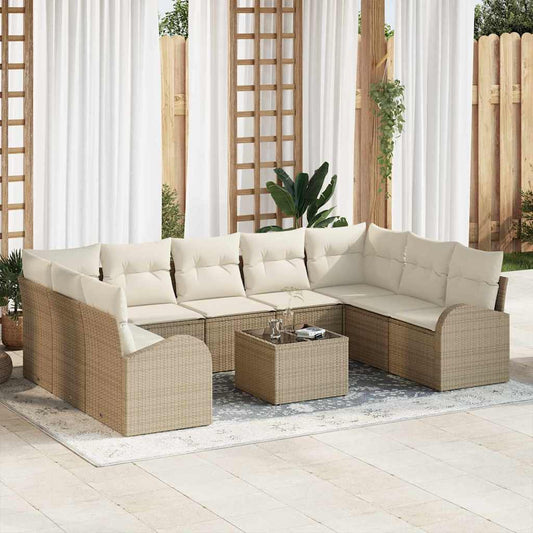 Set di divani 10 pcs Beige polyrattan - homemem39