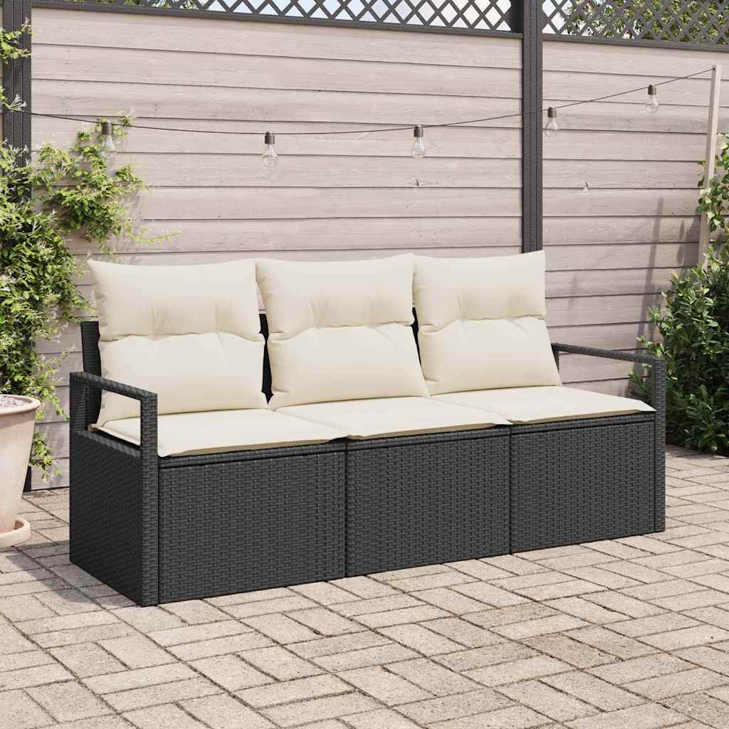Set di divani 3 pcs Nero polyrattan - homemem39