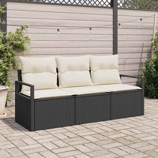 Set di divani 3 pcs Nero polyrattan - homemem39