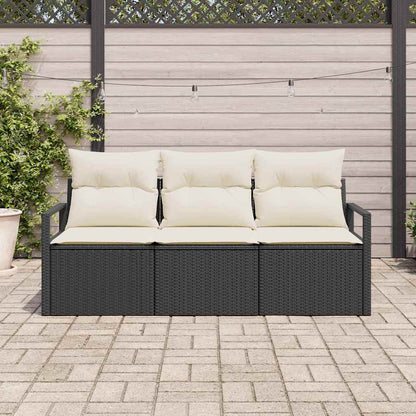 Set di divani 3 pcs Nero polyrattan - homemem39