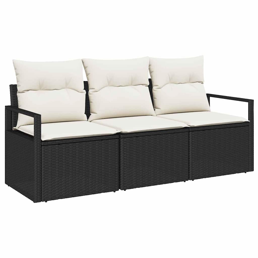 Set di divani 3 pcs Nero polyrattan - homemem39