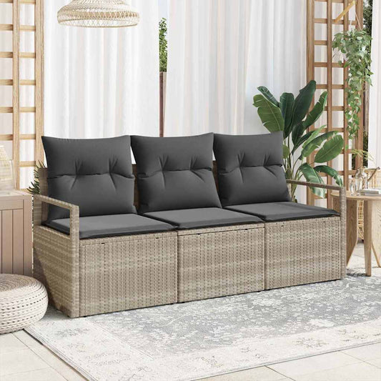 Set di divani 3 pcs Grigio chiaro polyrattan - homemem39