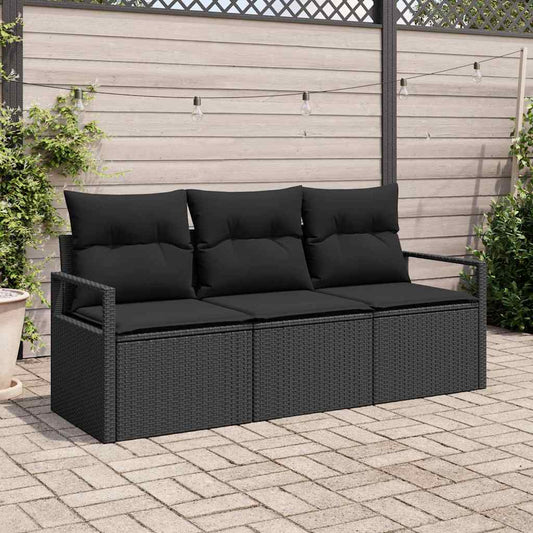 Set di divani 3 pcs Nero polyrattan - homemem39