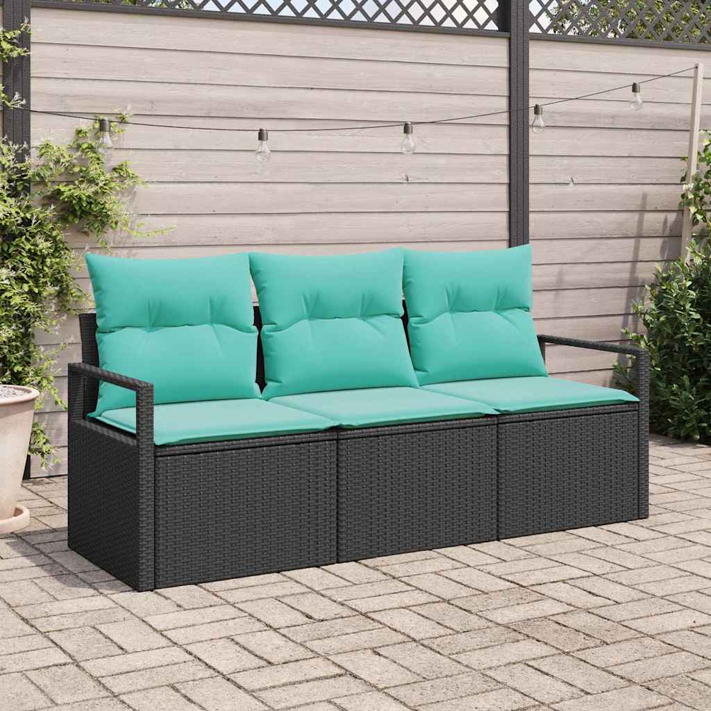 Set di divani 3 pcs Nero polyrattan | homemem39