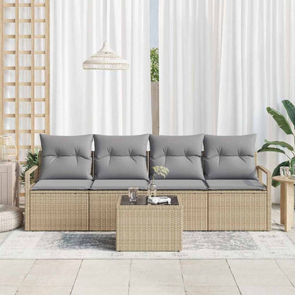 Set Divano da Giardino 5 pcs Beige e grigio 55 x 55 x 37 cm