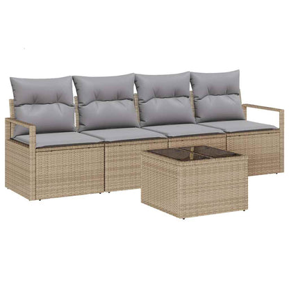 Set Divano da Giardino 5 pcs Beige e grigio 55 x 55 x 37 cm