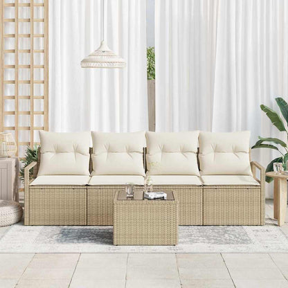 Set Divano da Giardino 5 pcs Beige e Crema 55 x 55 x 37 cm
